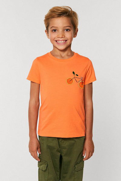 Orange Kids Orange Bicycle Crew Neck T-Shirt, 100% organic cotton, for girls & for boys