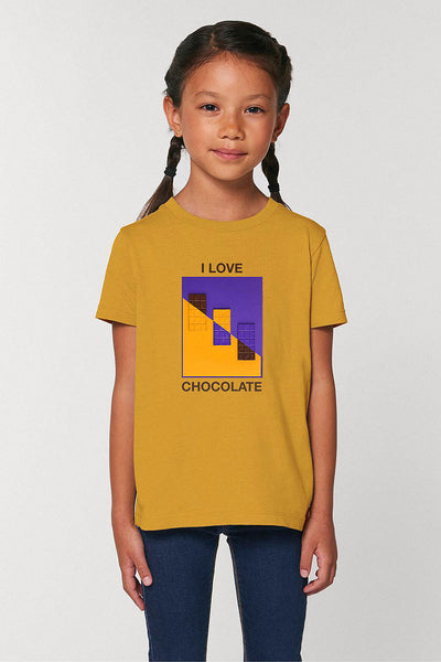Yellow Kids Chocolate Love Graphic T-Shirt, 100% organic cotton, for girls & for boys