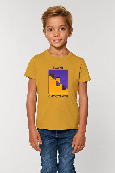 Yellow Kids Chocolate Love Graphic T-Shirt, 100% organic cotton, for girls & for boys