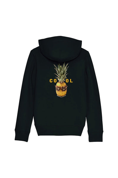 Black Kids Zip Hoodie Cool Back Print, Medium-weight, from organic cotton blend, for girls & for boys