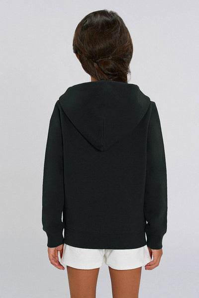 Black Kids Embroidered Logo Zip Hoodie, Medium-weight, from organic cotton blend, for girls & for boys