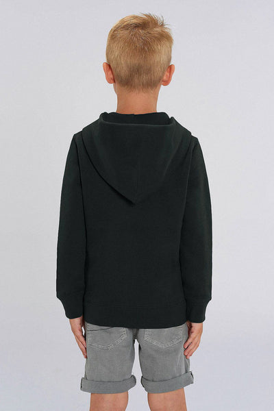 Black Kids Embroidered Logo Zip Hoodie, Medium-weight, from organic cotton blend, for girls & for boys