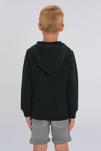 Black Kids Embroidered Logo Zip Hoodie, Medium-weight, from organic cotton blend, for girls & for boys