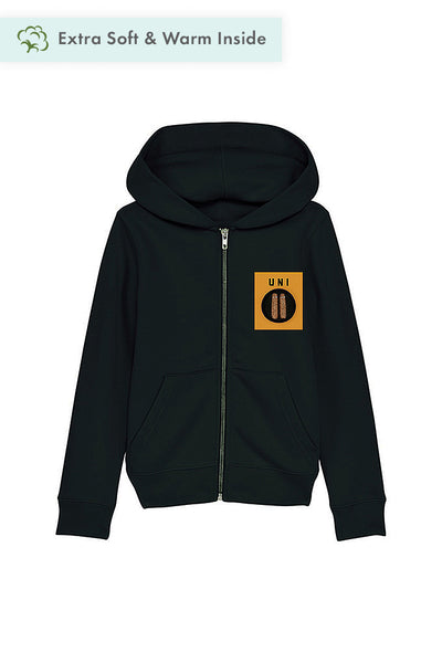 Black Boys Unicorn Zip Up Hoodie, Medium-weight, from organic cotton blend