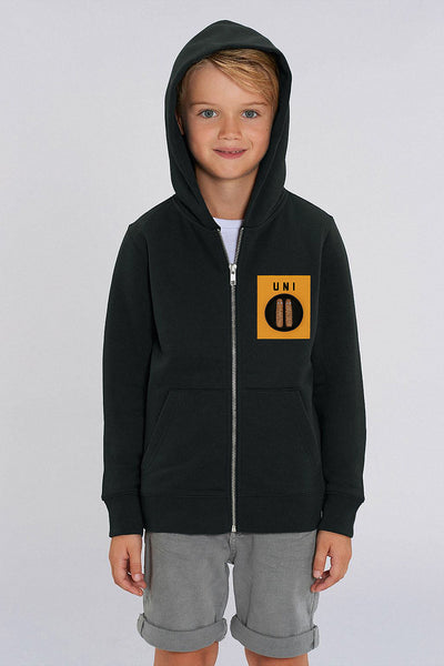 Black Boys Unicorn Zip Up Hoodie, Medium-weight, from organic cotton blend