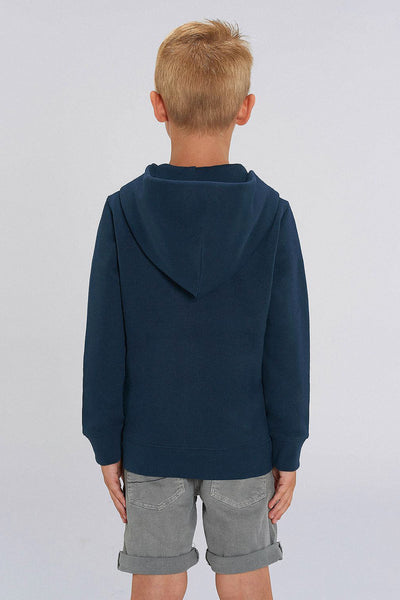 Navy Kids Embroidered Logo Zip Hoodie, Medium-weight, from organic cotton blend, for girls & for boys