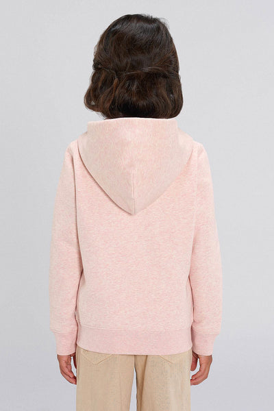 Light Pink Kids Love Heart Zip Up Hoodie, Medium-weight, from organic cotton blend, for girls & for boys