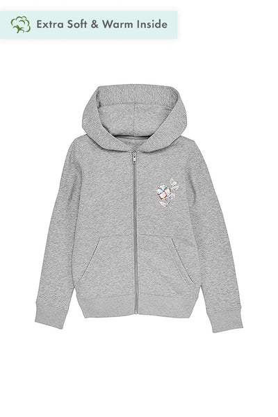 Grey Kids Organic Cotton Zip Up Hoodie, Medium-weight, from organic cotton blend, for girls & for boys