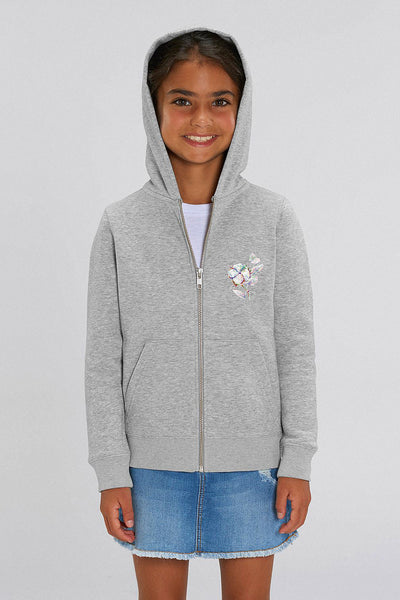 Grey Kids Organic Cotton Zip Up Hoodie, Medium-weight, from organic cotton blend, for girls & for boys