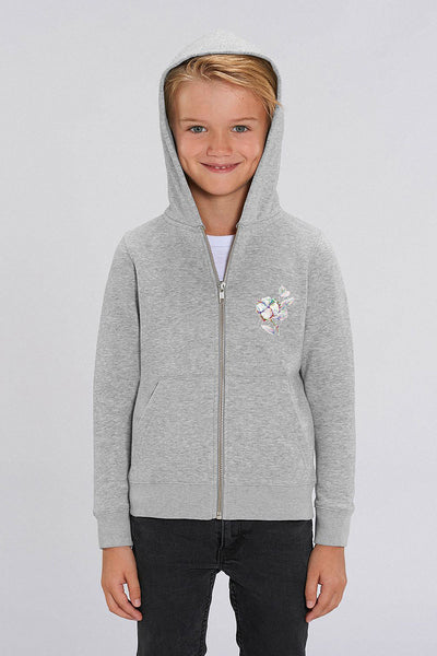 Grey Kids Organic Cotton Zip Up Hoodie, Medium-weight, from organic cotton blend, for girls & for boys
