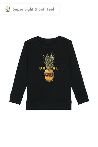 Black Kids Cool Graphic Sweatshirt, Medium-weight, from organic cotton blend, for girls & for boys
