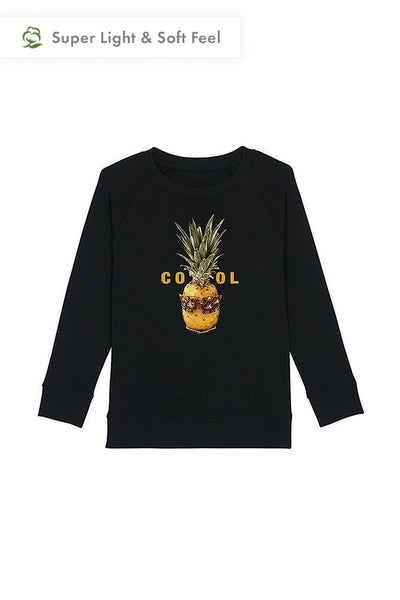 Black Kids Cool Graphic Sweatshirt, Medium-weight, from organic cotton blend, for girls & for boys