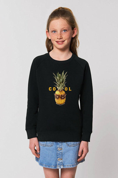 Black Kids Cool Graphic Sweatshirt, Medium-weight, from organic cotton blend, for girls & for boys
