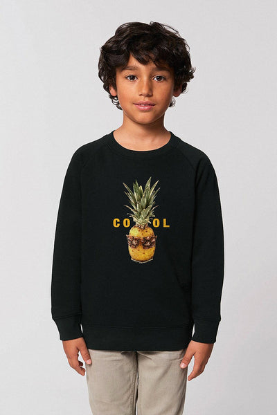 Black Kids Cool Graphic Sweatshirt, Medium-weight, from organic cotton blend, for girls & for boys