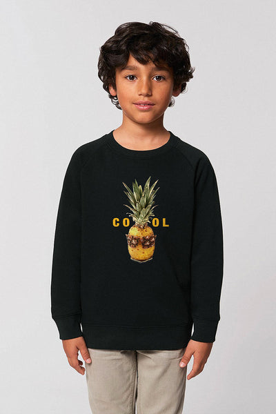 Black Kids Cool Graphic Sweatshirt, Medium-weight, from organic cotton blend, for girls & for boys