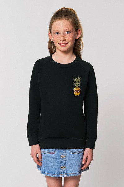 Black Kids Cool Pineapple Sweatshirt, Medium-weight, from organic cotton blend, for girls & for boys