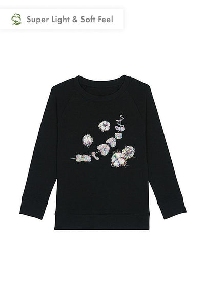 Black Kids Organic Cotton Graphic Sweatshirt, Medium-weight, from organic cotton blend, for girls & for boys