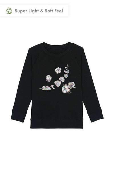 Black Kids Organic Cotton Graphic Sweatshirt, Medium-weight, from organic cotton blend, for girls & for boys