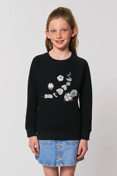 Black Kids Organic Cotton Graphic Sweatshirt, Medium-weight, from organic cotton blend, for girls & for boys
