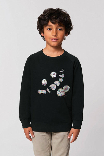 Black Kids Organic Cotton Graphic Sweatshirt, Medium-weight, from organic cotton blend, for girls & for boys