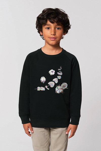 Black Kids Organic Cotton Graphic Sweatshirt, Medium-weight, from organic cotton blend, for girls & for boys