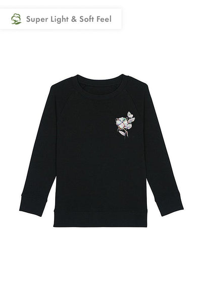 Black Kids Organic Cotton Sweatshirt, Medium-weight, from organic cotton blend, for girls & for boys