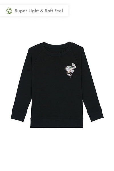 Black Kids Organic Cotton Sweatshirt, Medium-weight, from organic cotton blend, for girls & for boys