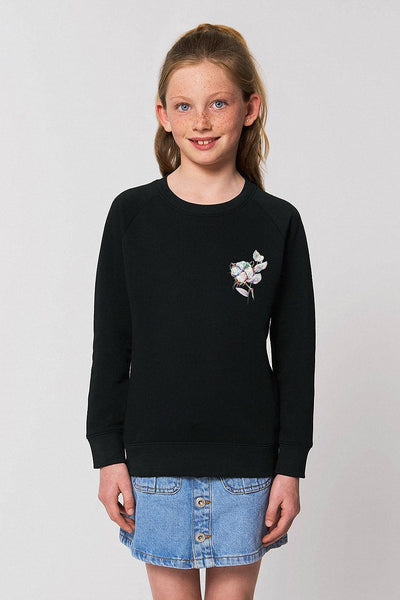 Black Kids Organic Cotton Sweatshirt, Medium-weight, from organic cotton blend, for girls & for boys