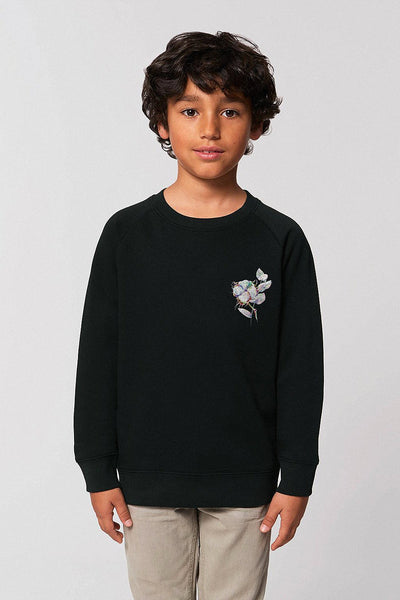 Black Kids Organic Cotton Sweatshirt, Medium-weight, from organic cotton blend, for girls & for boys