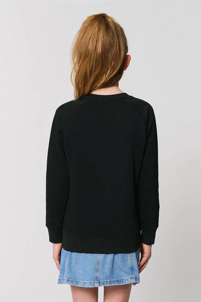 Black Kids Organic Cotton Sweatshirt, Medium-weight, from organic cotton blend, for girls & for boys