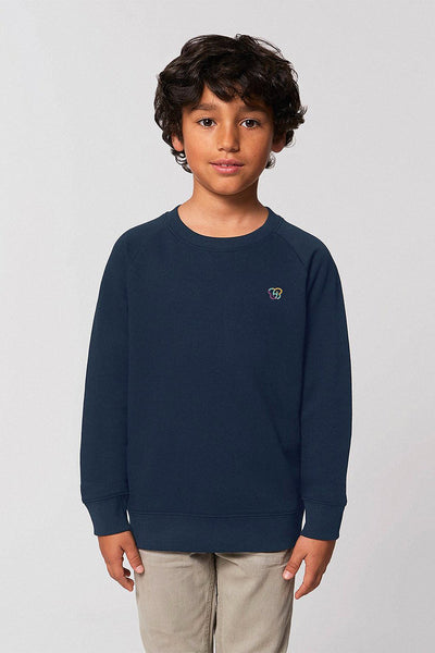 Navy Kids BHappy Logo Sweatshirt, Medium-weight, from organic cotton blend, for girls & for boys