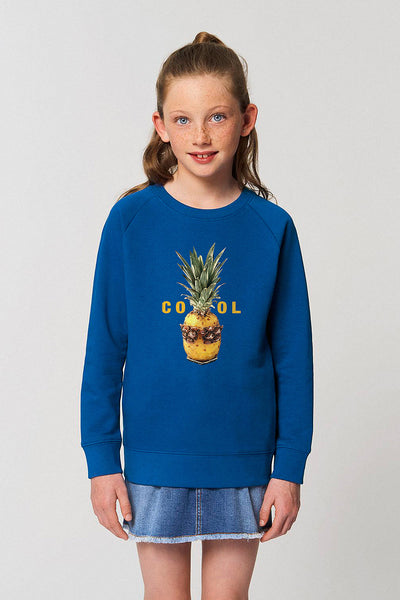 Blue Kids Cool Graphic Sweatshirt, Medium-weight, from organic cotton blend, for girls & for boys