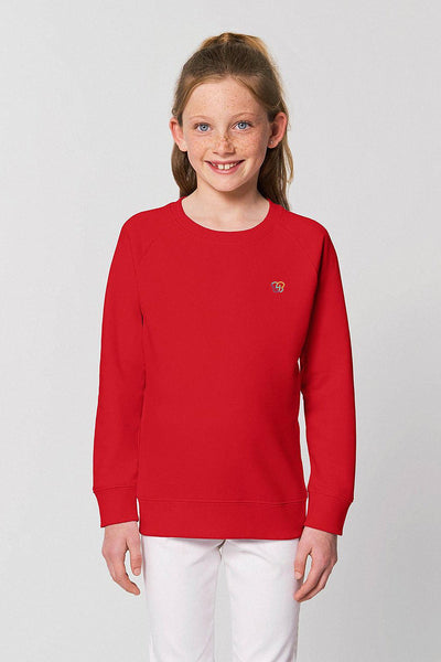 Red Kids BHappy Logo Sweatshirt, Medium-weight, from organic cotton blend, for girls & for boys
