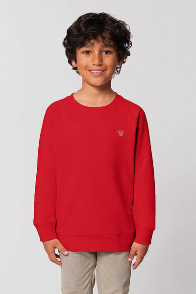 Red Kids BHappy Logo Sweatshirt, Medium-weight, from organic cotton blend, for girls & for boys