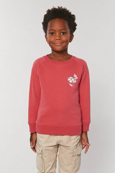 Red Kids Organic Cotton Sweatshirt, Medium-weight, from organic cotton blend, for girls & for boys