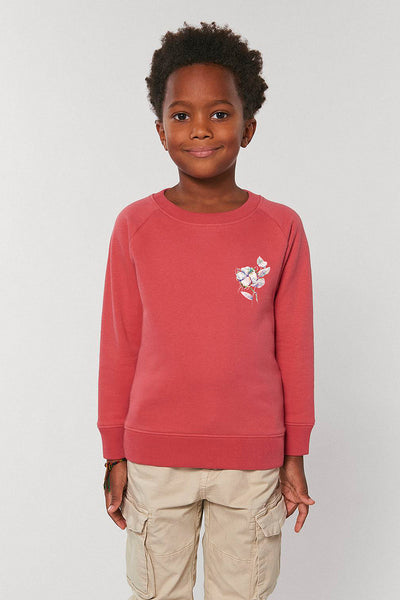 Red Kids Organic Cotton Sweatshirt, Medium-weight, from organic cotton blend, for girls & for boys