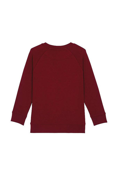 Burgundy Kids Love Heart Sweatshirt, Medium-weight, from organic cotton blend, for girls & for boys