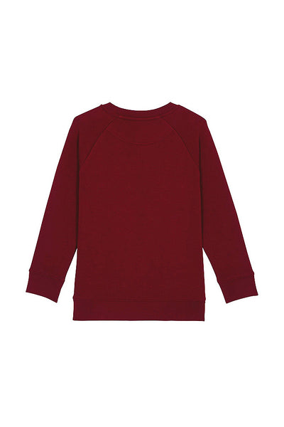 Burgundy Kids Love Heart Sweatshirt, Medium-weight, from organic cotton blend, for girls & for boys