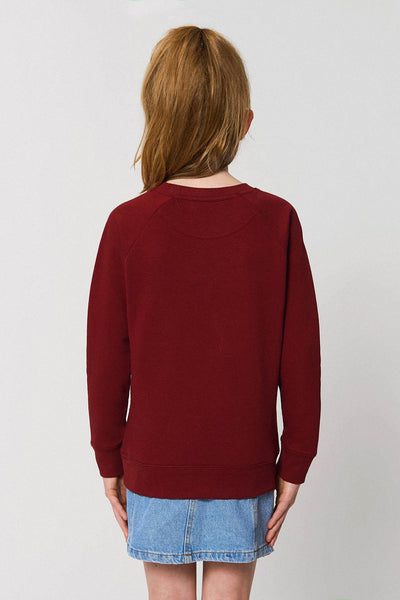 Burgundy Kids Love Heart Sweatshirt, Medium-weight, from organic cotton blend, for girls & for boys