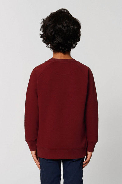 Burgundy Kids Love Heart Sweatshirt, Medium-weight, from organic cotton blend, for girls & for boys