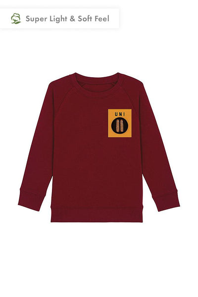 Burgundy Boys Unicorn Sweatshirt, Medium-weight, from organic cotton blend