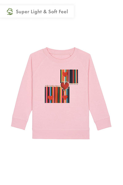 Cotton Pink Kids Love Heart Sweatshirt, Medium-weight, from organic cotton blend, for girls & for boys