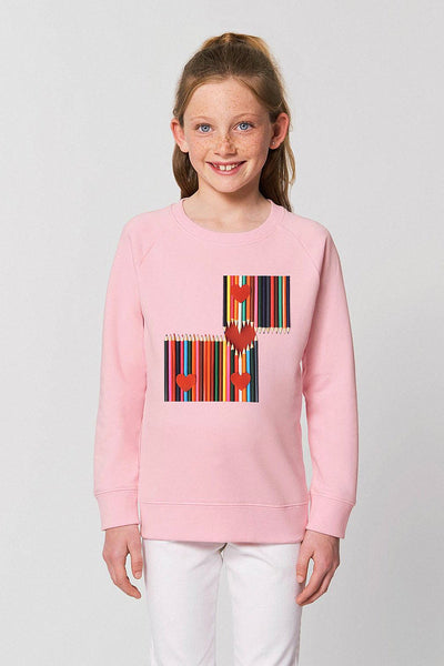 Cotton Pink Kids Love Heart Sweatshirt, Medium-weight, from organic cotton blend, for girls & for boys