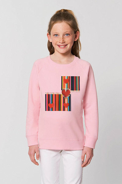 Cotton Pink Kids Love Heart Sweatshirt, Medium-weight, from organic cotton blend, for girls & for boys