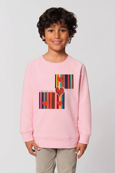 Cotton Pink Kids Love Heart Sweatshirt, Medium-weight, from organic cotton blend, for girls & for boys