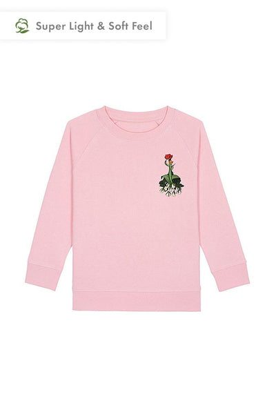 Cotton Pink Girls Floral Sweatshirt, Medium-weight, from organic cotton blend