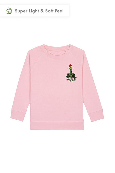 Cotton Pink Girls Floral Sweatshirt, Medium-weight, from organic cotton blend