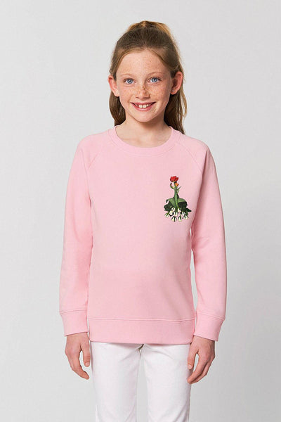 Cotton Pink Girls Floral Sweatshirt, Medium-weight, from organic cotton blend