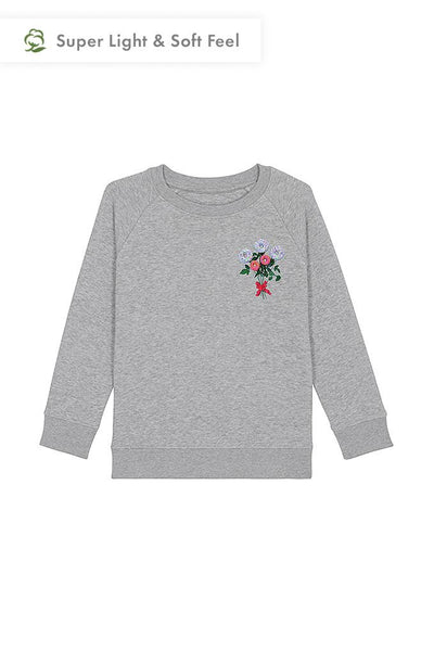 Grey Girls Donut Flowers Sweatshirt, Medium-weight, from organic cotton blend