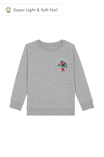 Grey Girls Donut Flowers Sweatshirt, Medium-weight, from organic cotton blend